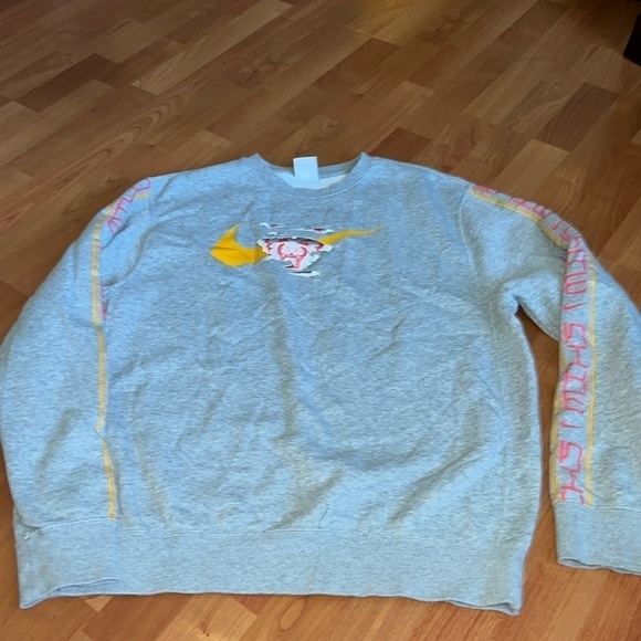 Nike Men's Sportswear Fleece Crew Sweatshirt Grey Tiger Size Medium - Picture 3 of 6